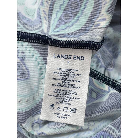 Lands End Womens Size 2 Green Blue Paisley Tankini Swim Top NWT - Picture 2 of 8